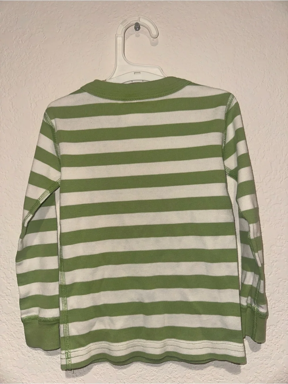 Hanna Andersson Star Wars Green & White Striped Yoda Long-Sleeve PJ Tee 3T